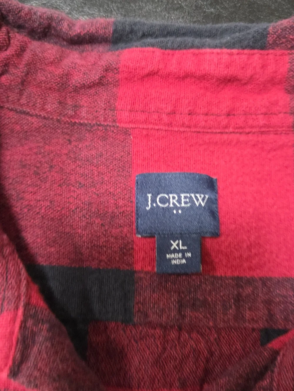 J Crew Mens XL Heavyweight Flannel Shirt Red Black Buffalo Plaid Cotton Button